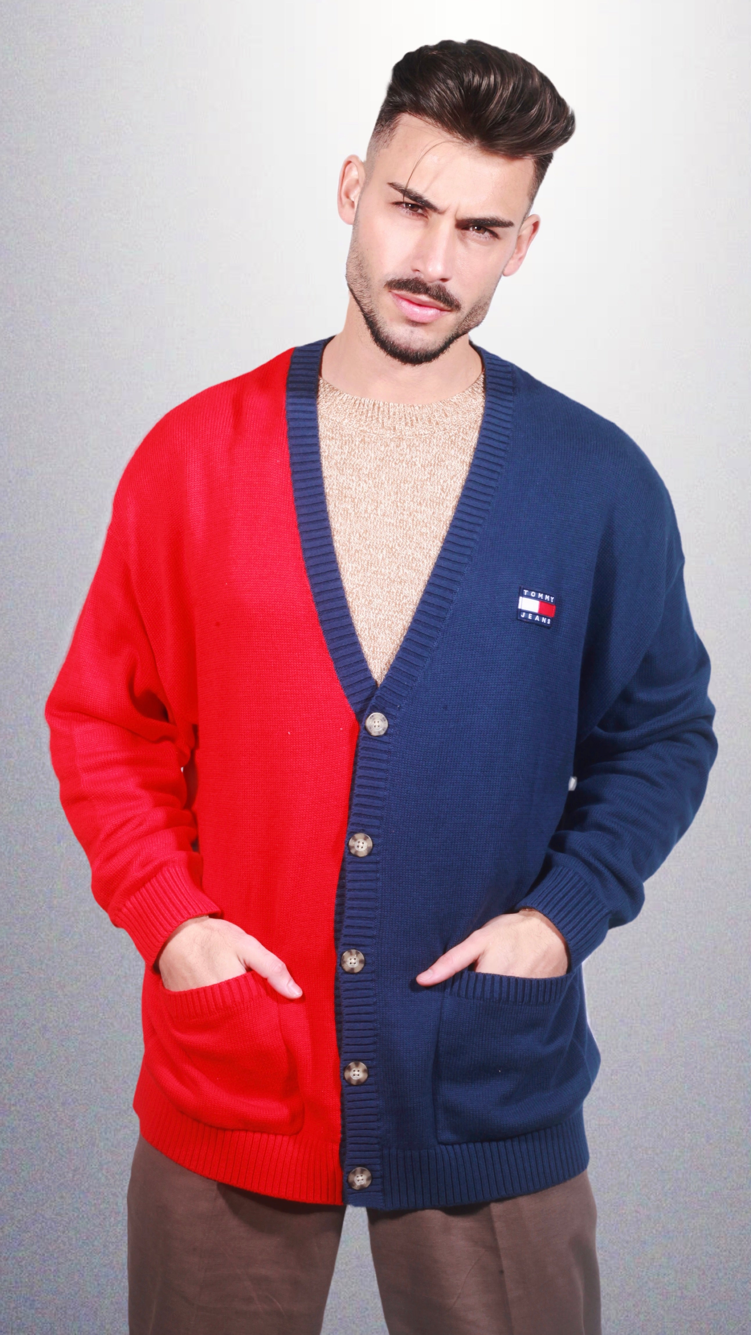 Tommy Jeans Skater Archive Cardigan Azul Escuro Ajuste Relaxado