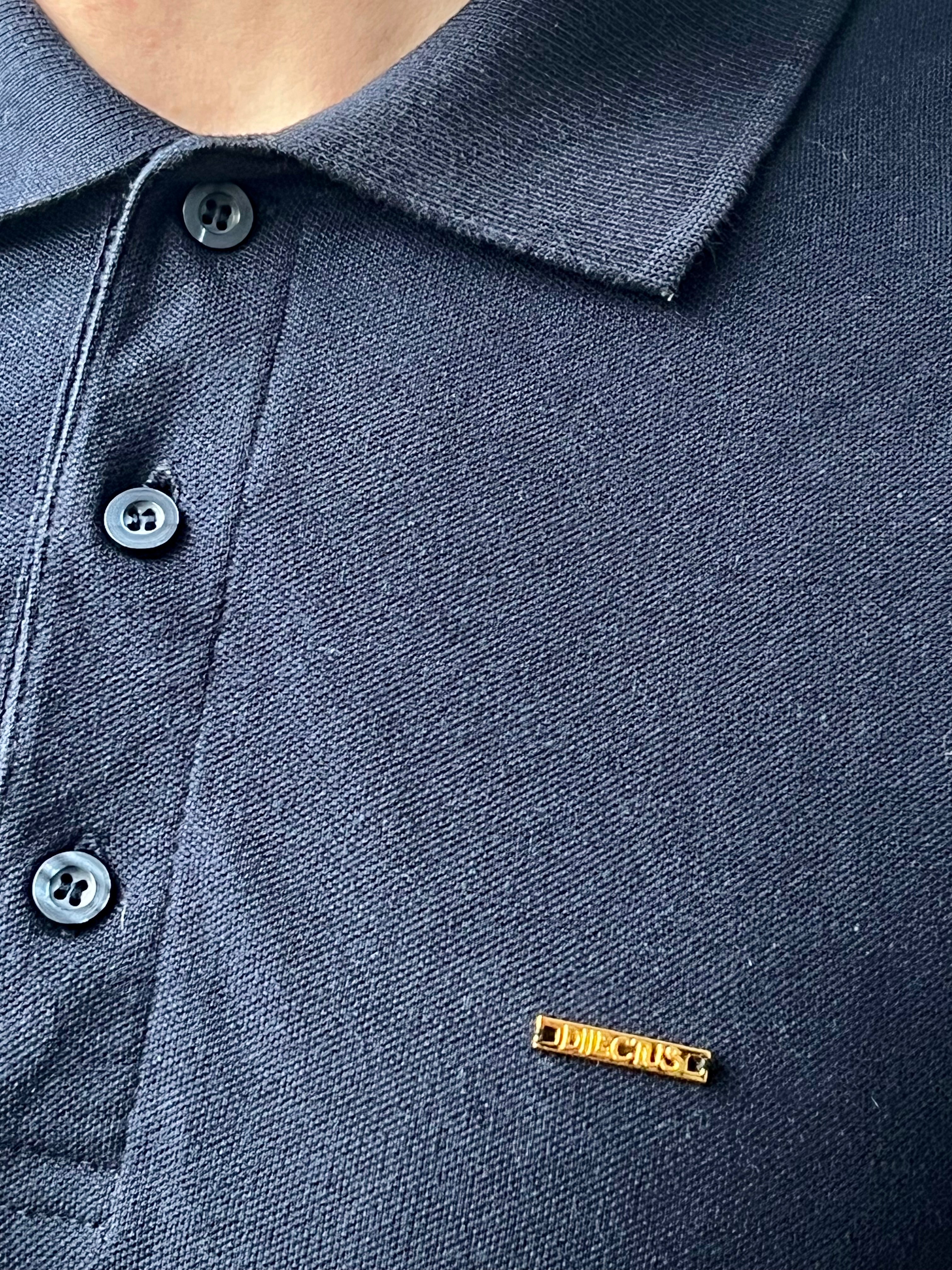 Polo Masculino Manga Comprida 100% Algodão Clássico Azul Marinho