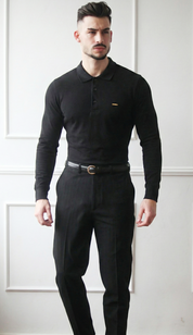 Polo Masculino Manga Comprida 100% Algodão Clássico