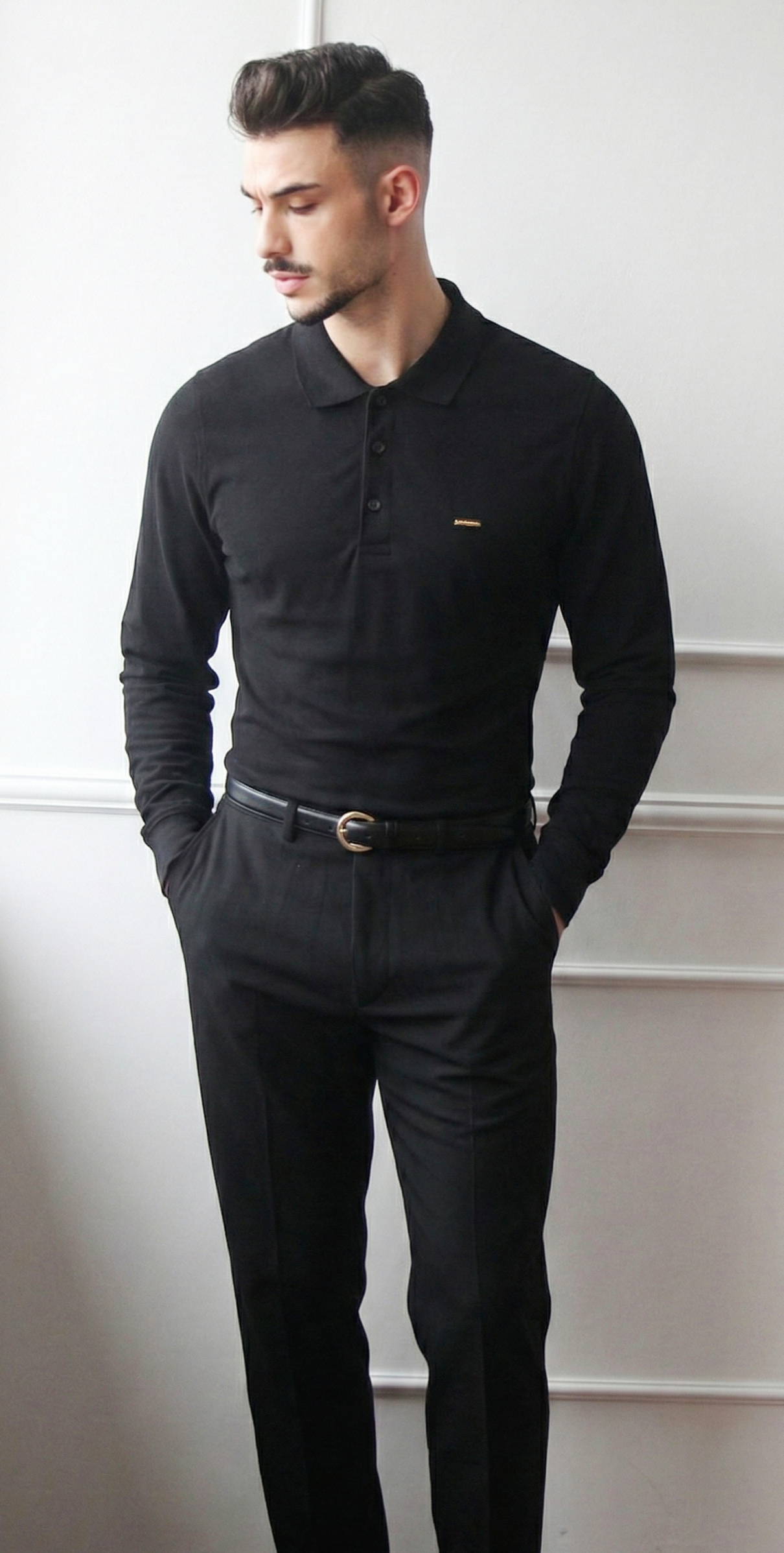 Polo Masculino Manga Comprida 100% Algodão Clássico