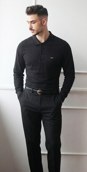 Polo Masculino Manga Comprida 100% Algodão Clássico