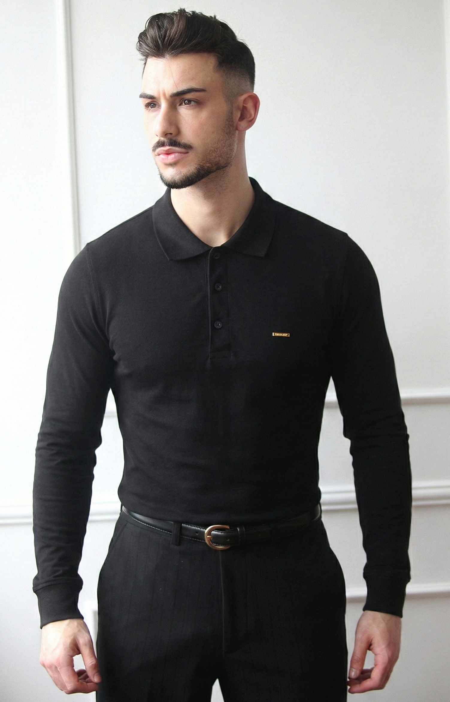 Polo Masculino Manga Comprida 100% Algodão Clássico