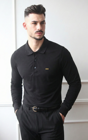 Polo Masculino Manga Comprida 100% Algodão Clássico