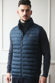 Colete com Fecho Frontal e Bolsos Dilectus Azul Marinho