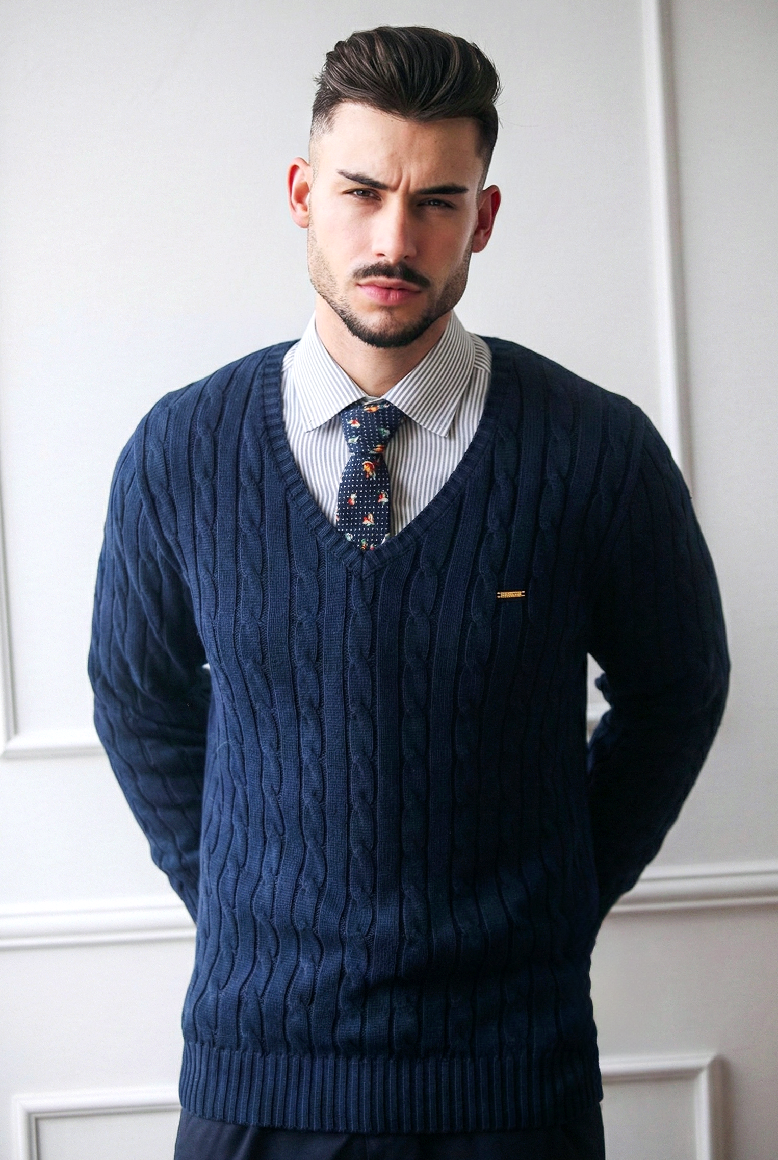 Camisola de malha trançada em Algodão Puro Premium Dilectus