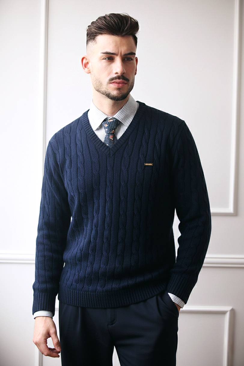 Camisola de malha trançada em Algodão Puro Premium Dilectus