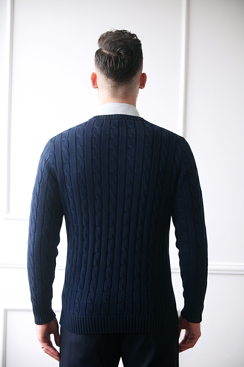 Camisola de malha trançada em Algodão Puro Premium Dilectus