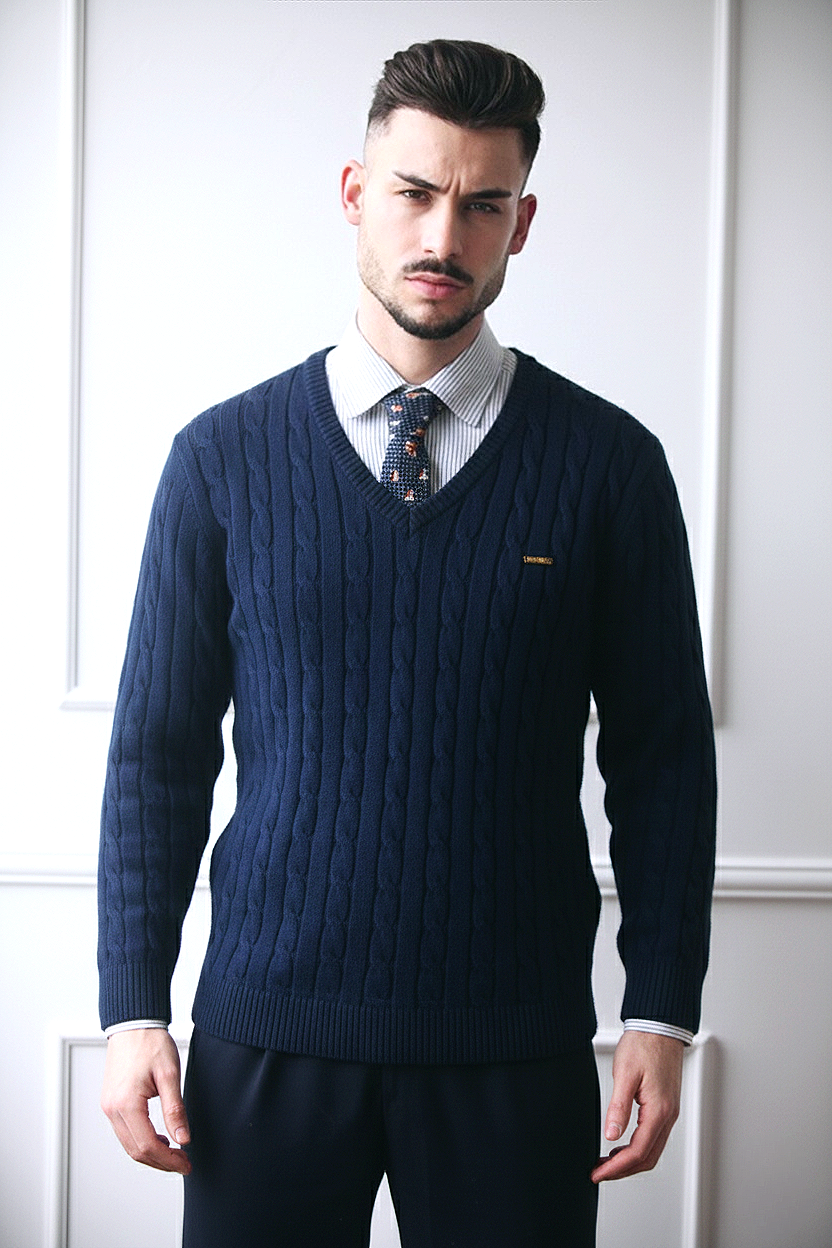 Camisola de malha trançada em Algodão Puro Premium Dilectus