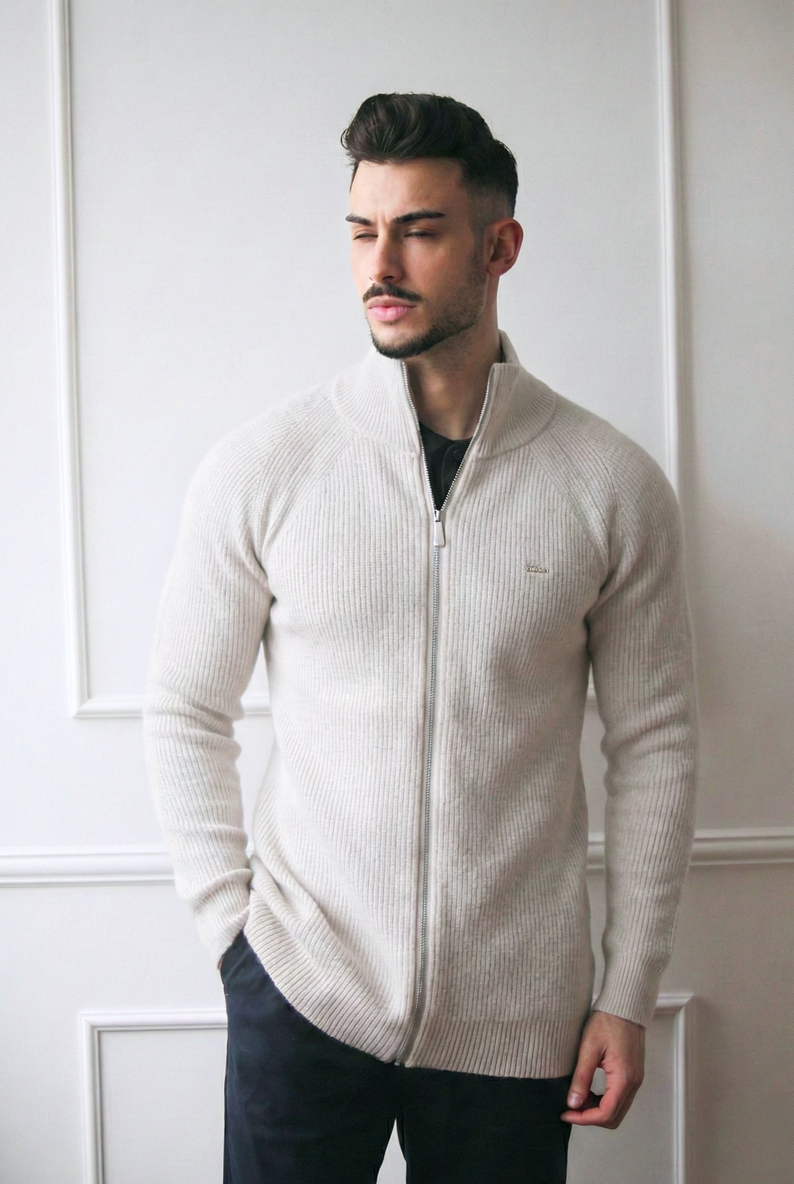 Casaco Malha Dilectus | Algodão e Lã Premium | Fecho Zipper