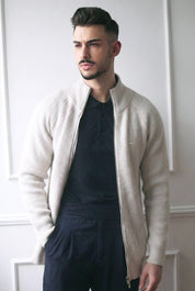 Casaco Malha Dilectus | Algodão e Lã Premium | Fecho Zipper