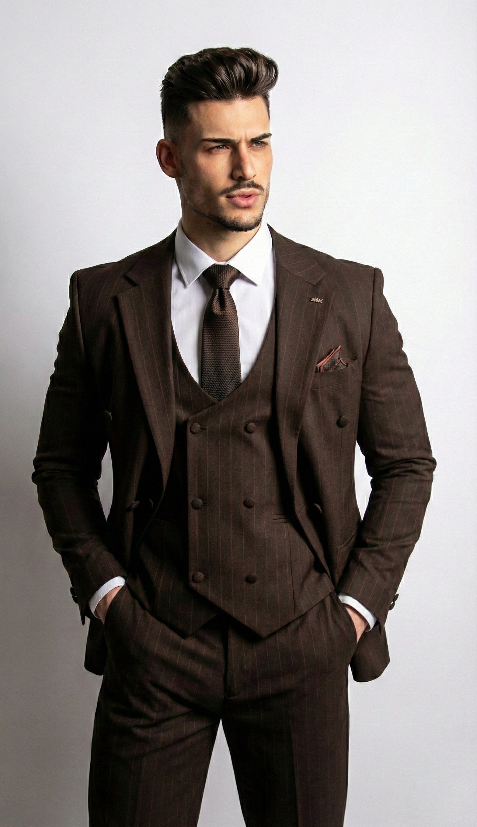 Fato 3 Peças Preto Escuro com Padrão Subtil – Distinção com Personalidade