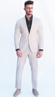 Fato Masculino Slim Fit Bege Claro