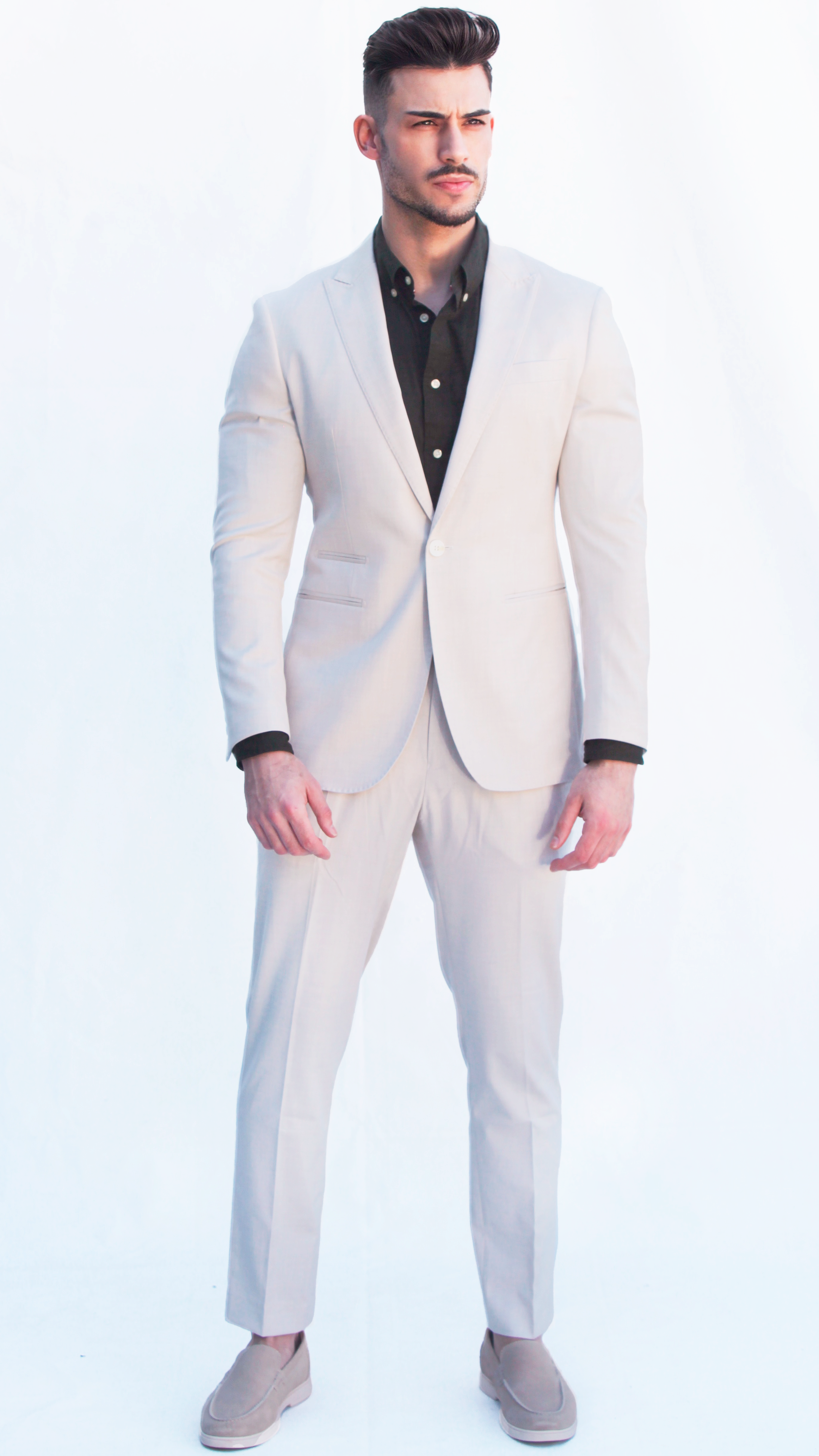 Fato Masculino Slim Fit Bege Claro