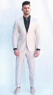 Fato Masculino Slim Fit Bege Claro
