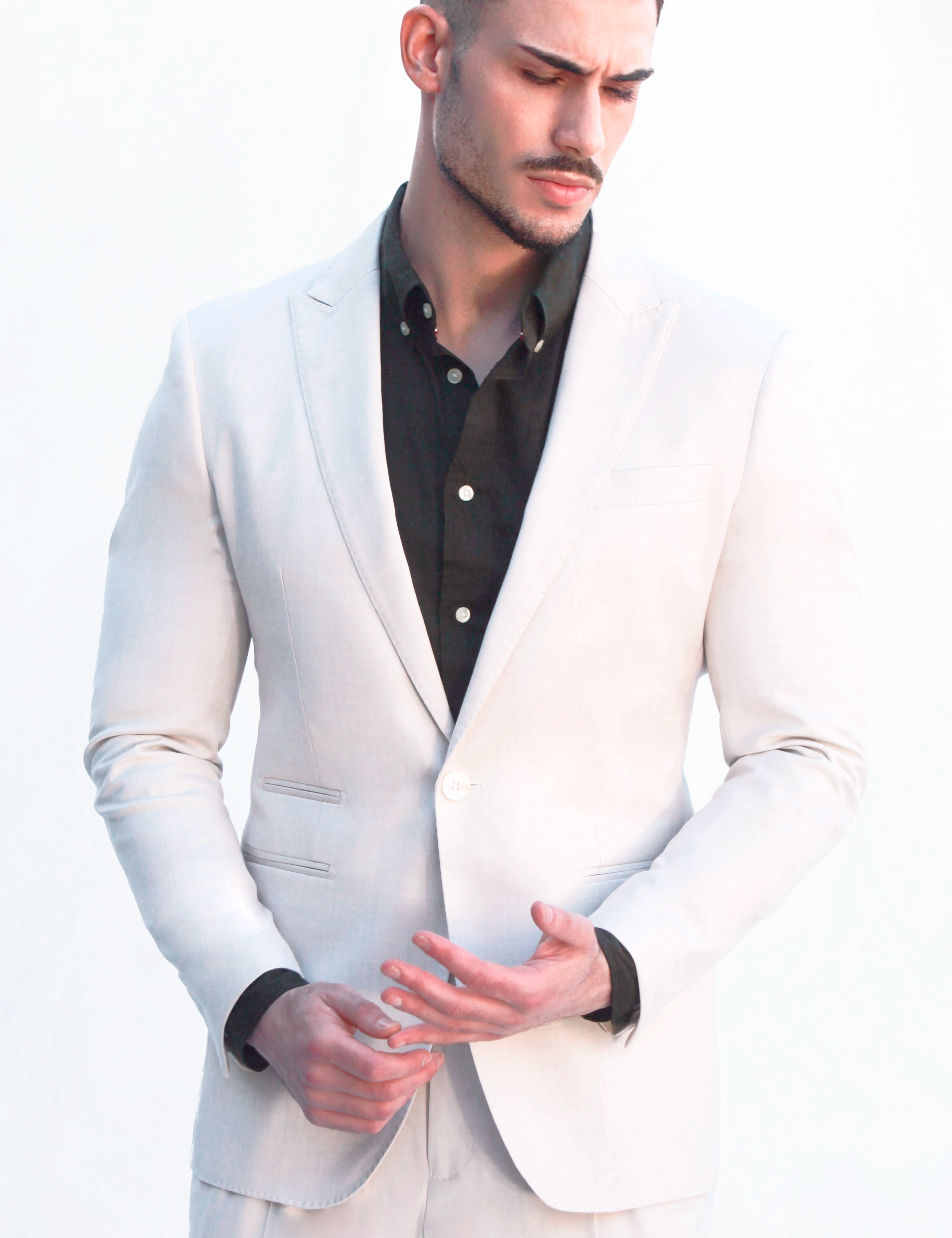 Fato Masculino Slim Fit Bege Claro