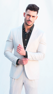 Fato Masculino Slim Fit Bege Claro