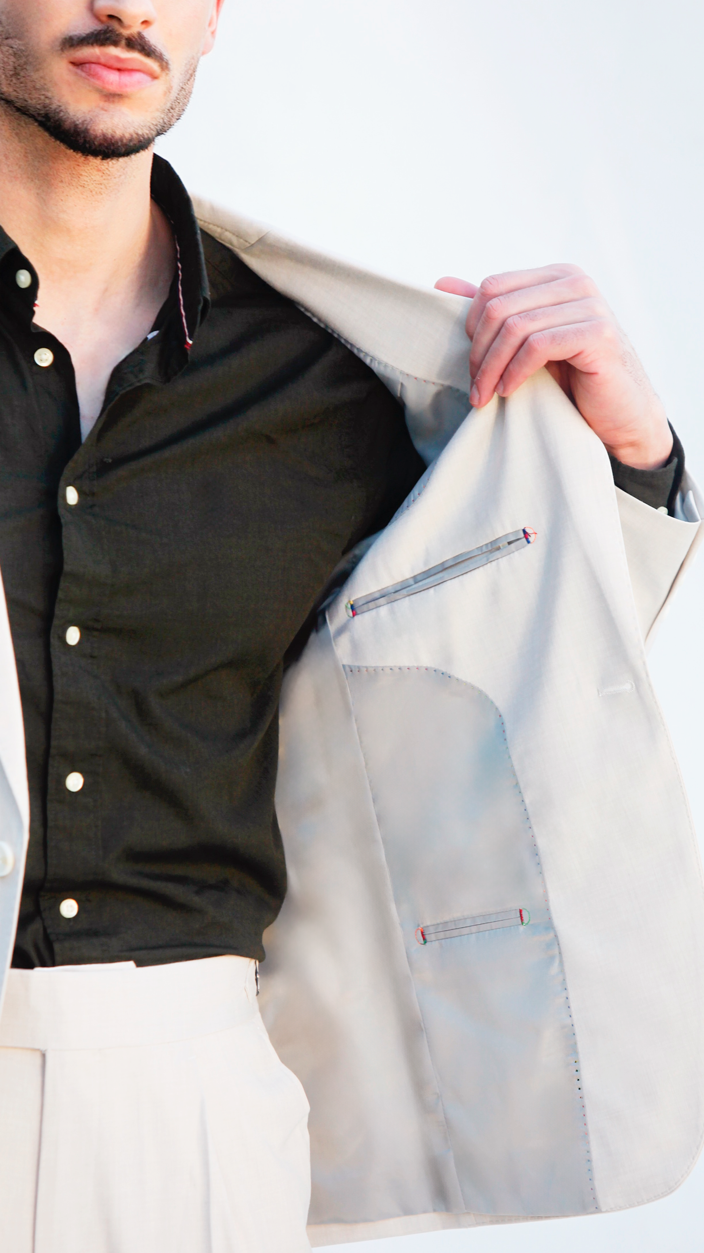 Fato Masculino Slim Fit Bege Claro