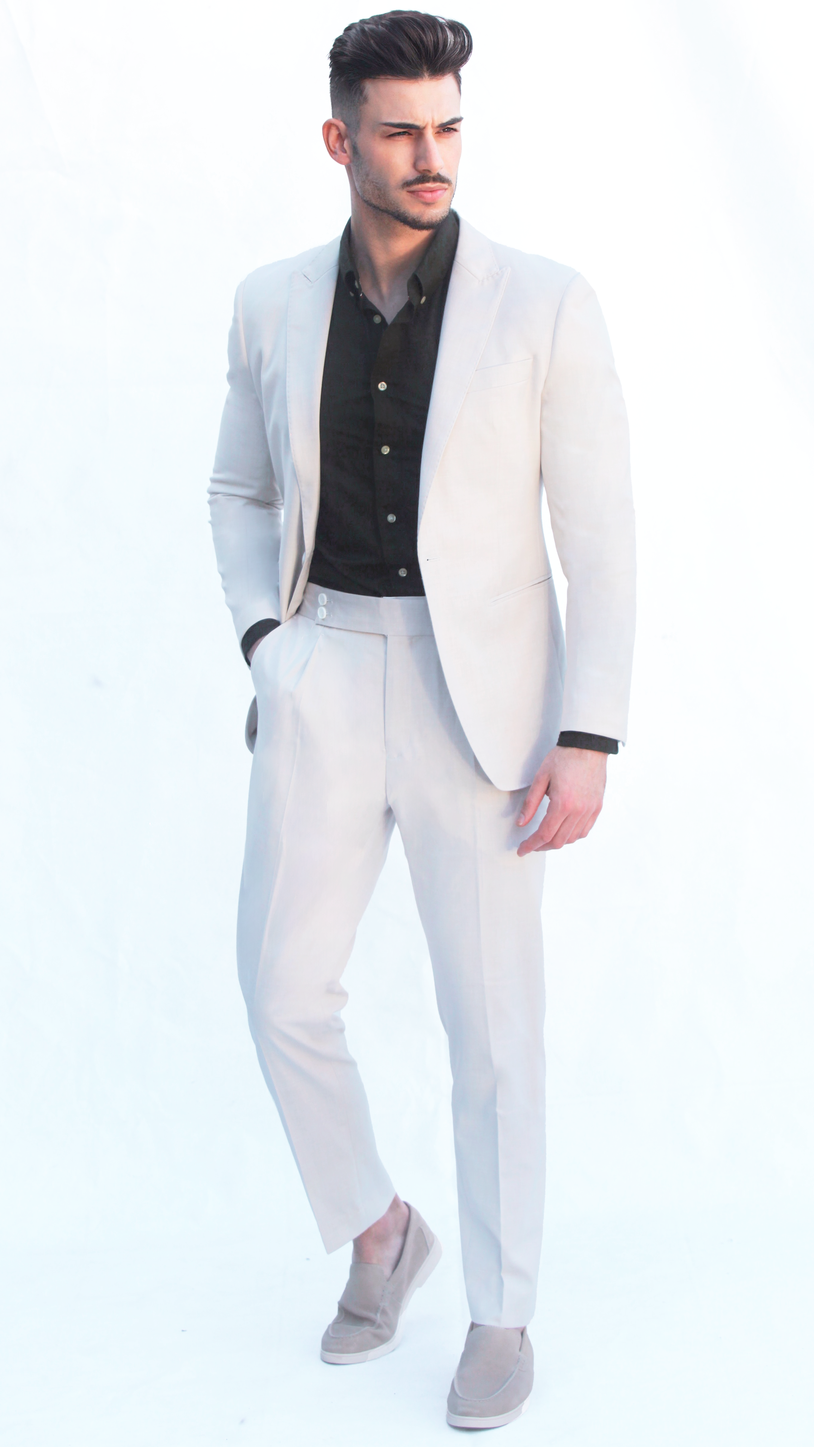 Fato Masculino Slim Fit Bege Claro