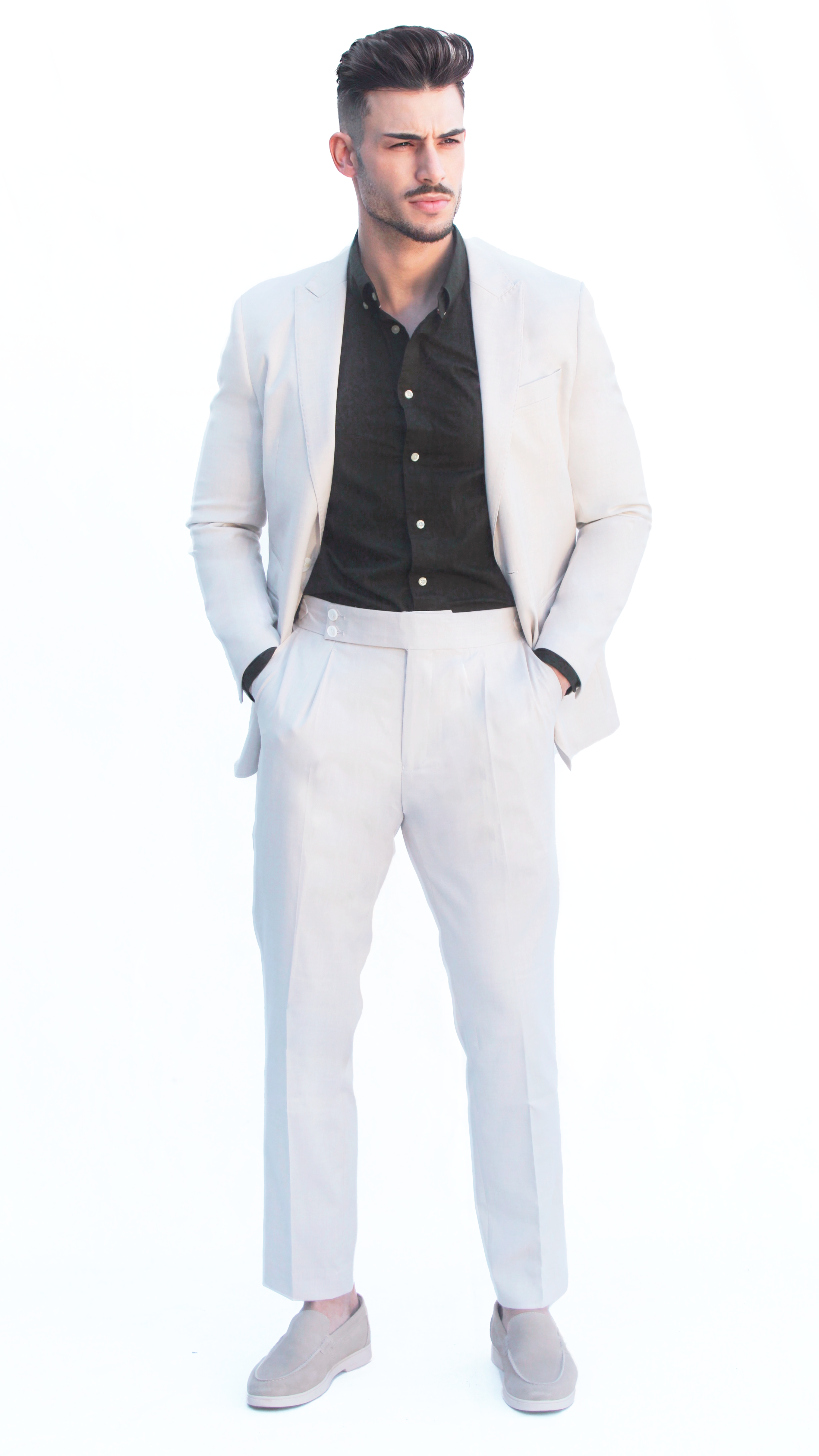 Fato Masculino Slim Fit Bege Claro