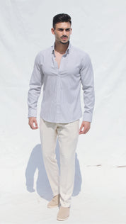 Camisa Clássica às Riscas Azuis | Dilectus
