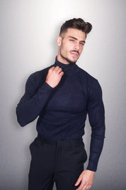 Camisola de Gola Alta em Azul Marinho | Dilectus