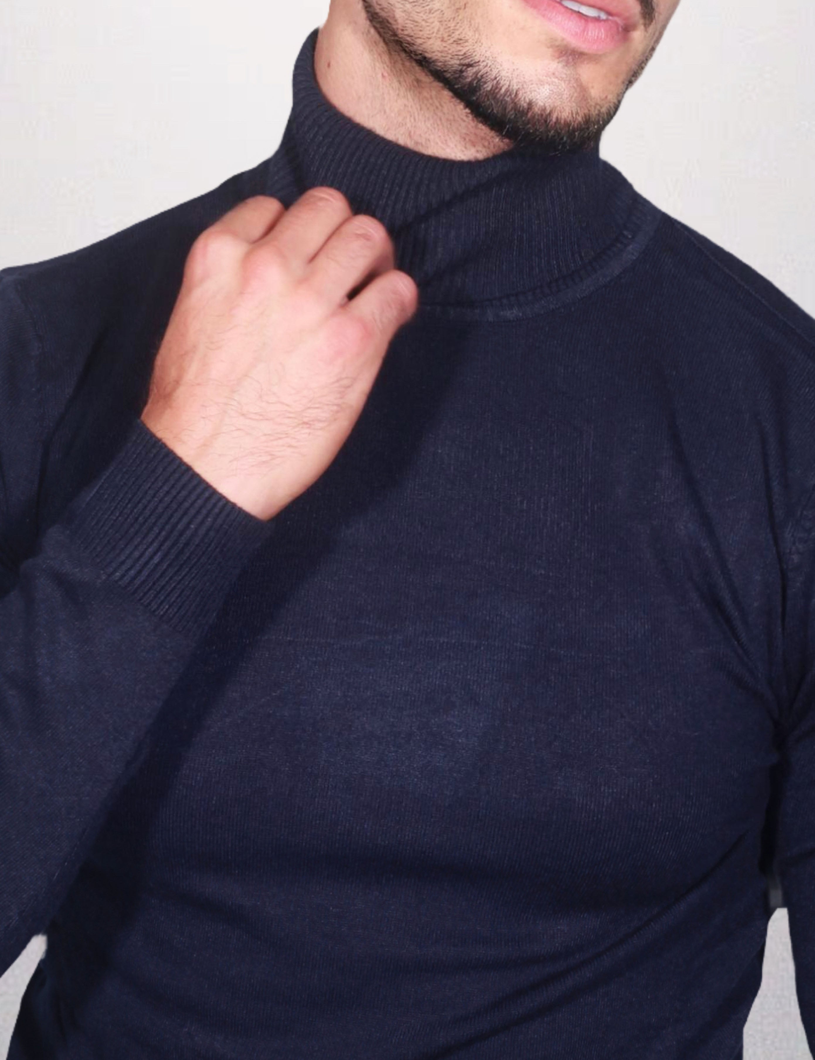 Camisola de Gola Alta em Azul Marinho | Dilectus