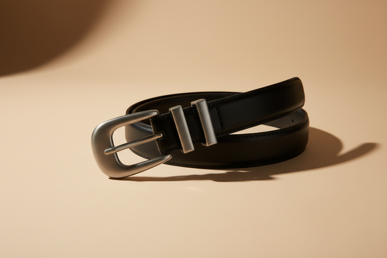 Cinto Preto — Flat Lay Elegante