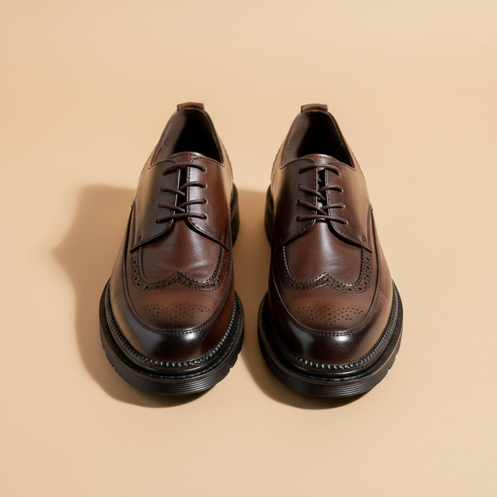 Derby castanhos - par vista frontal