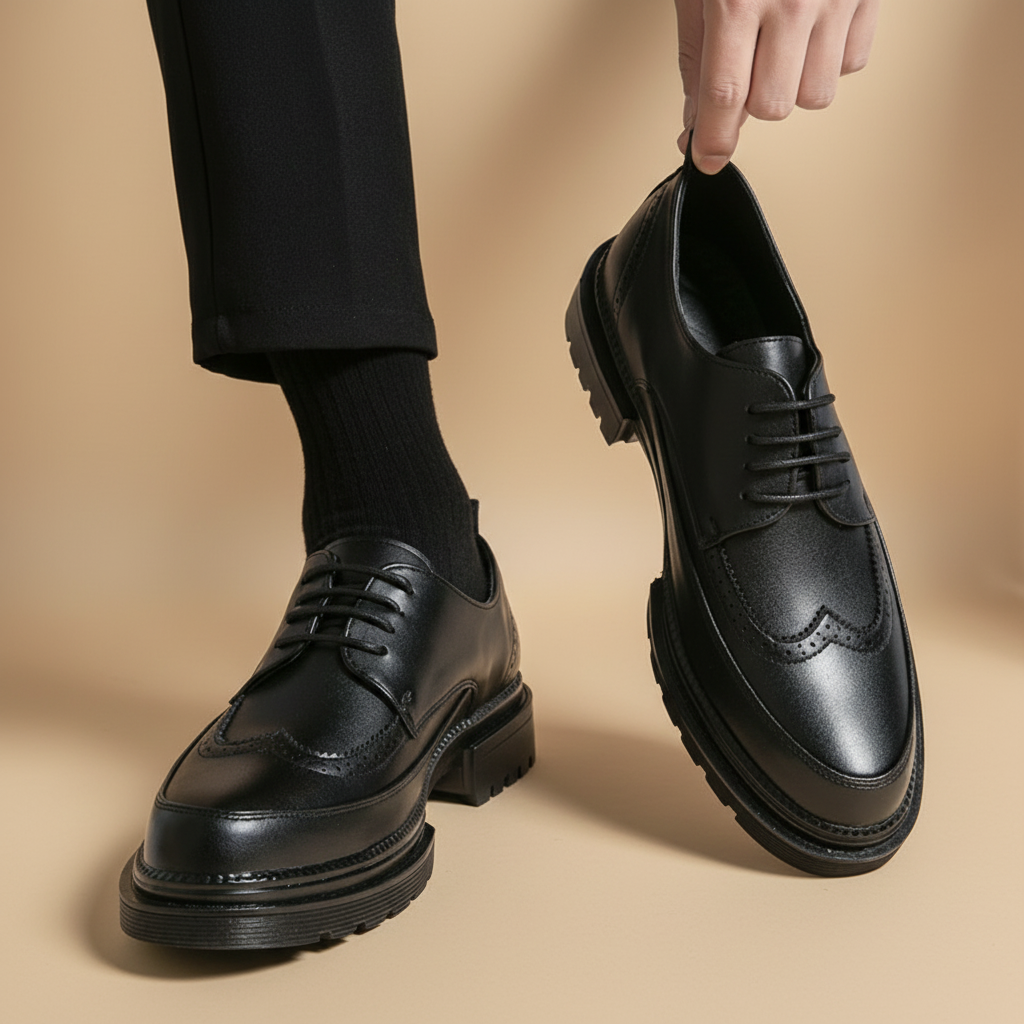 Derby pretos - detalhe da sola chunky