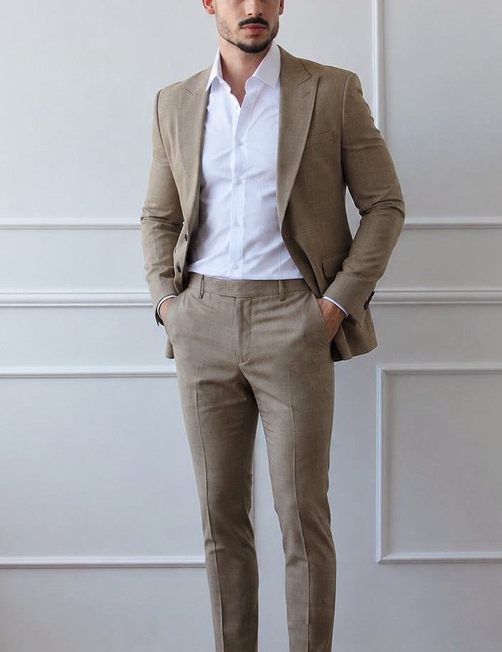 Fato masculino de 2 Peças em Verde Caqui Elegante | Dilectus