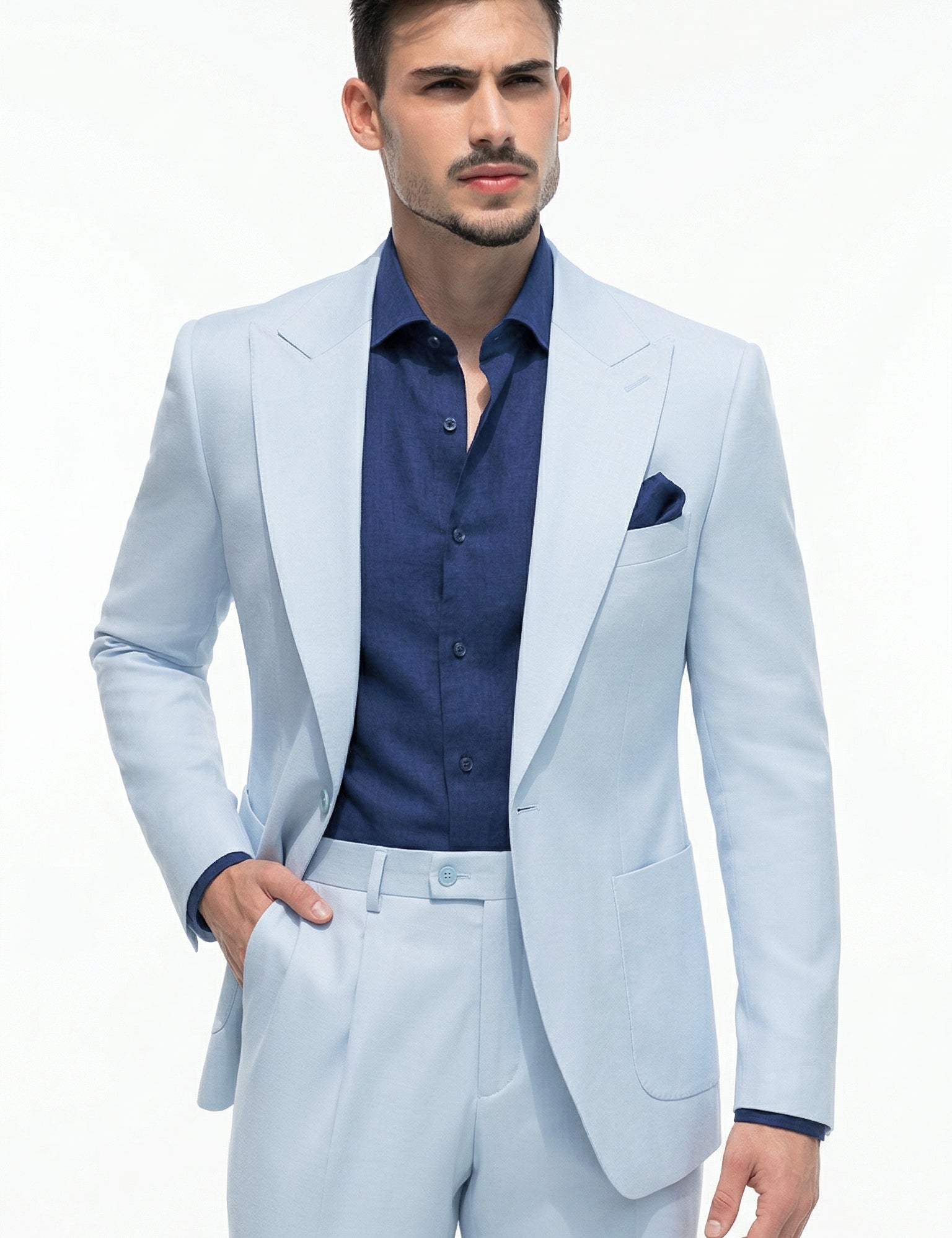 Fato Slim Azul Turquesa em Linho & Rayon Premium | Dilectus
