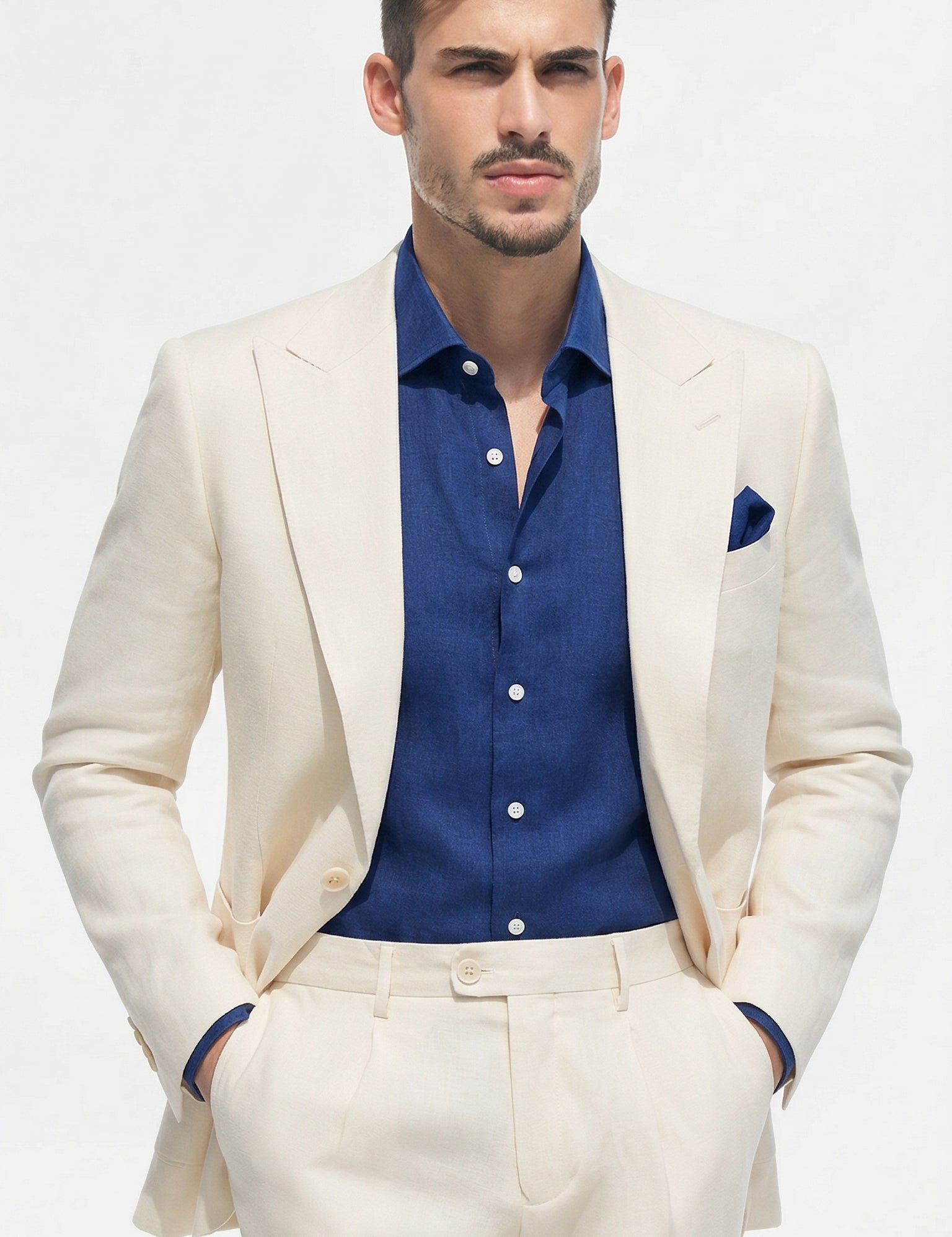 Fato Slim Creme em Linho & Rayon Premium | Dilectus