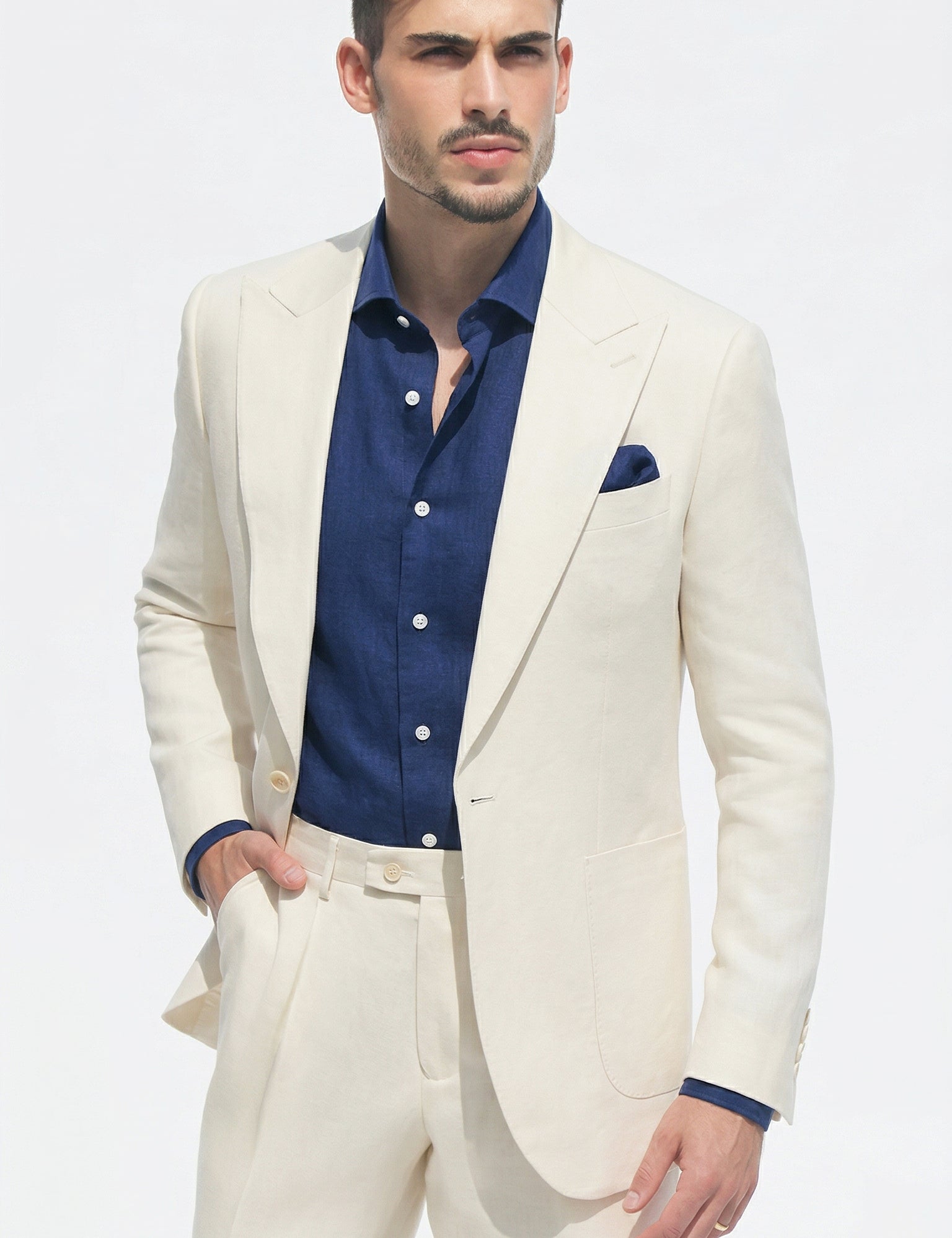 Fato Slim Creme em Linho & Rayon Premium | Dilectus