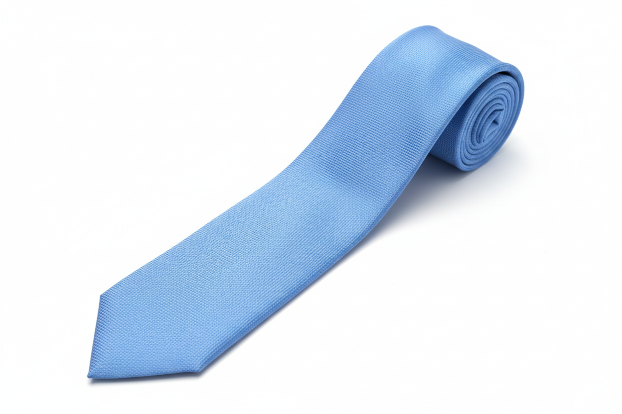 Gravata azul claro quadriculada - composição diagonal