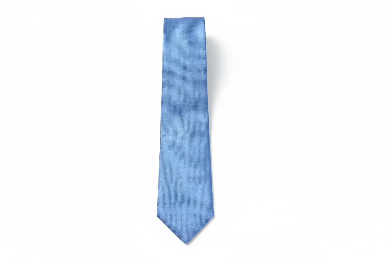 Gravata azul claro quadriculada - flat lay overhead