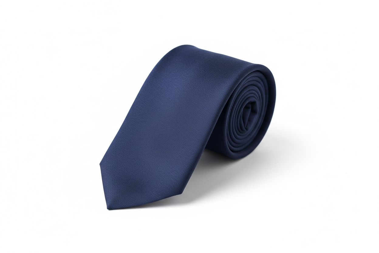 Gerollte marineblaue Krawatte – sichtbare Textur