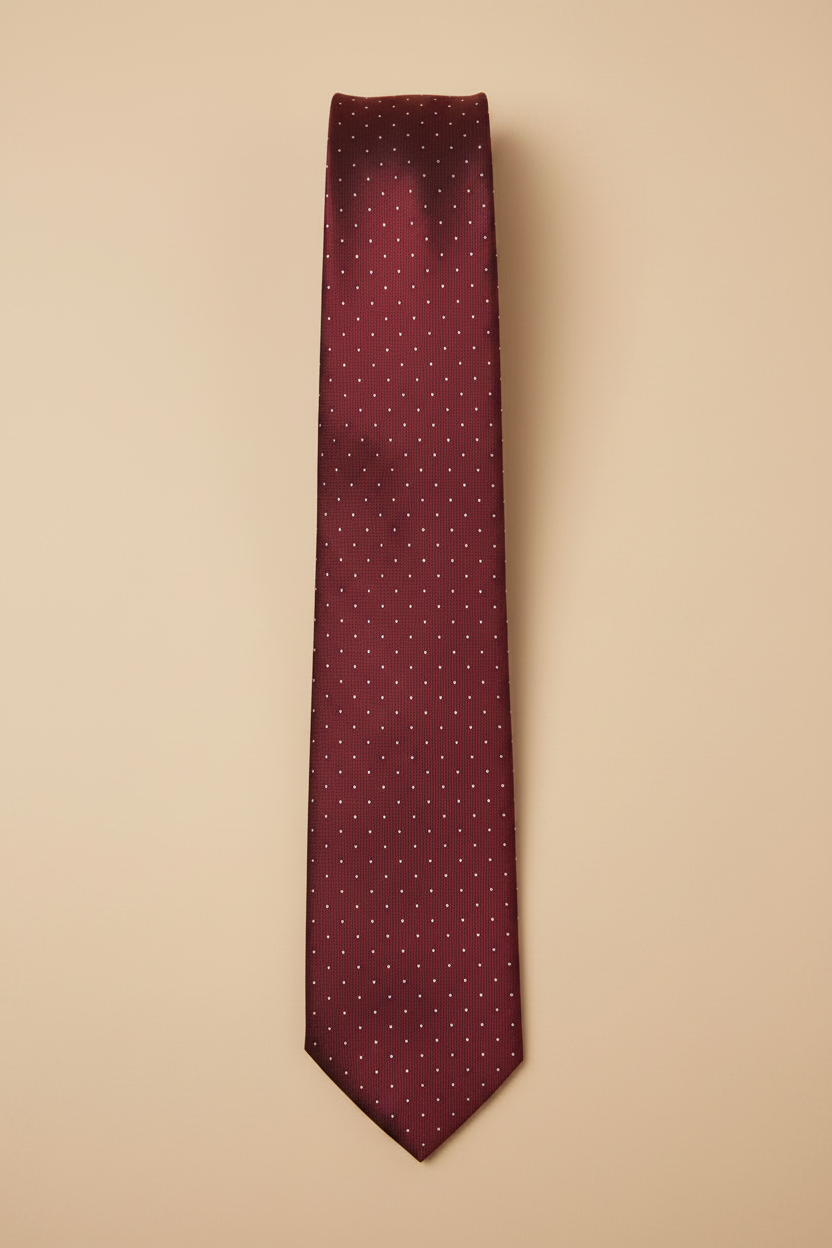 Gravata bordeaux bolas vertical — bege elegante