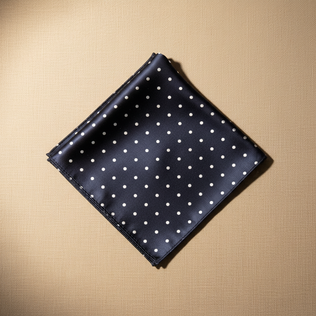 Lenço azul bolas — flat lay bege