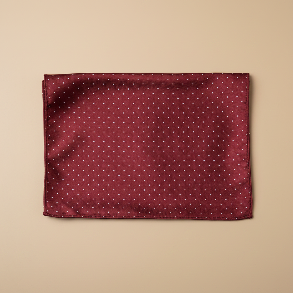 Lenço bordeaux bolas — fundo bege