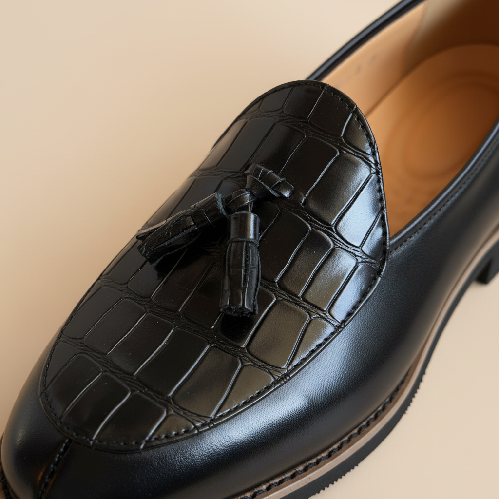 Loafer Preto Croco — Detalhe