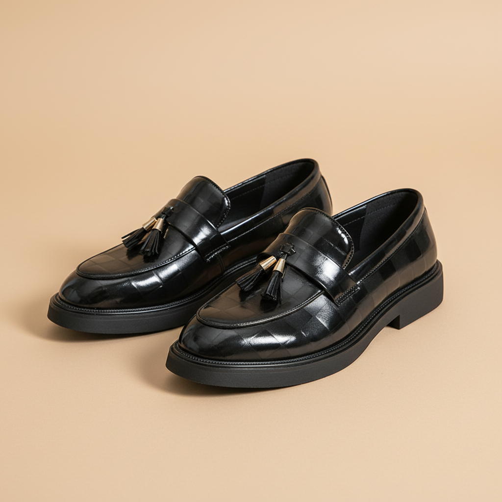 Loafers pretos - ângulo três quartos