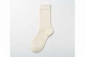 Cremeweiße Rippsocken – komplett flach liegend