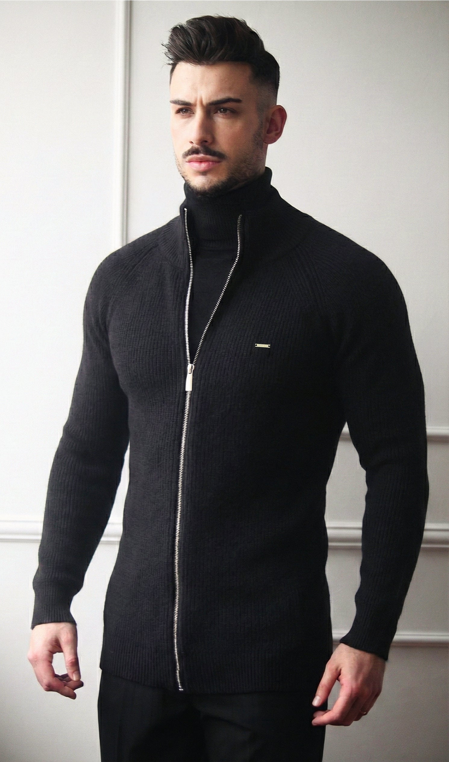 Casaco Malha Dilectus | Algodão e Lã Premium | Fecho Zipper