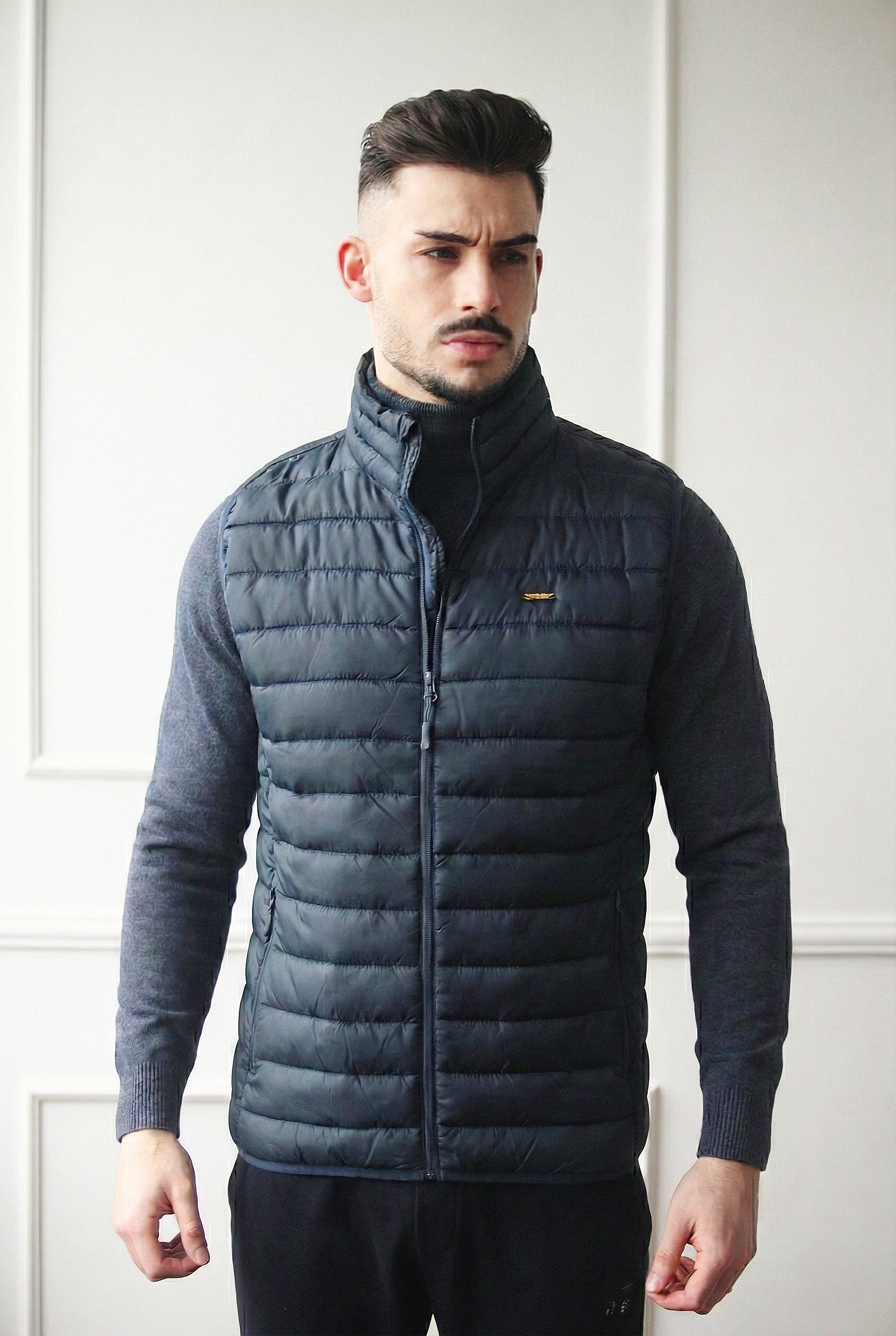 Colete com Fecho Frontal e Bolsos Dilectus Azul Marinho