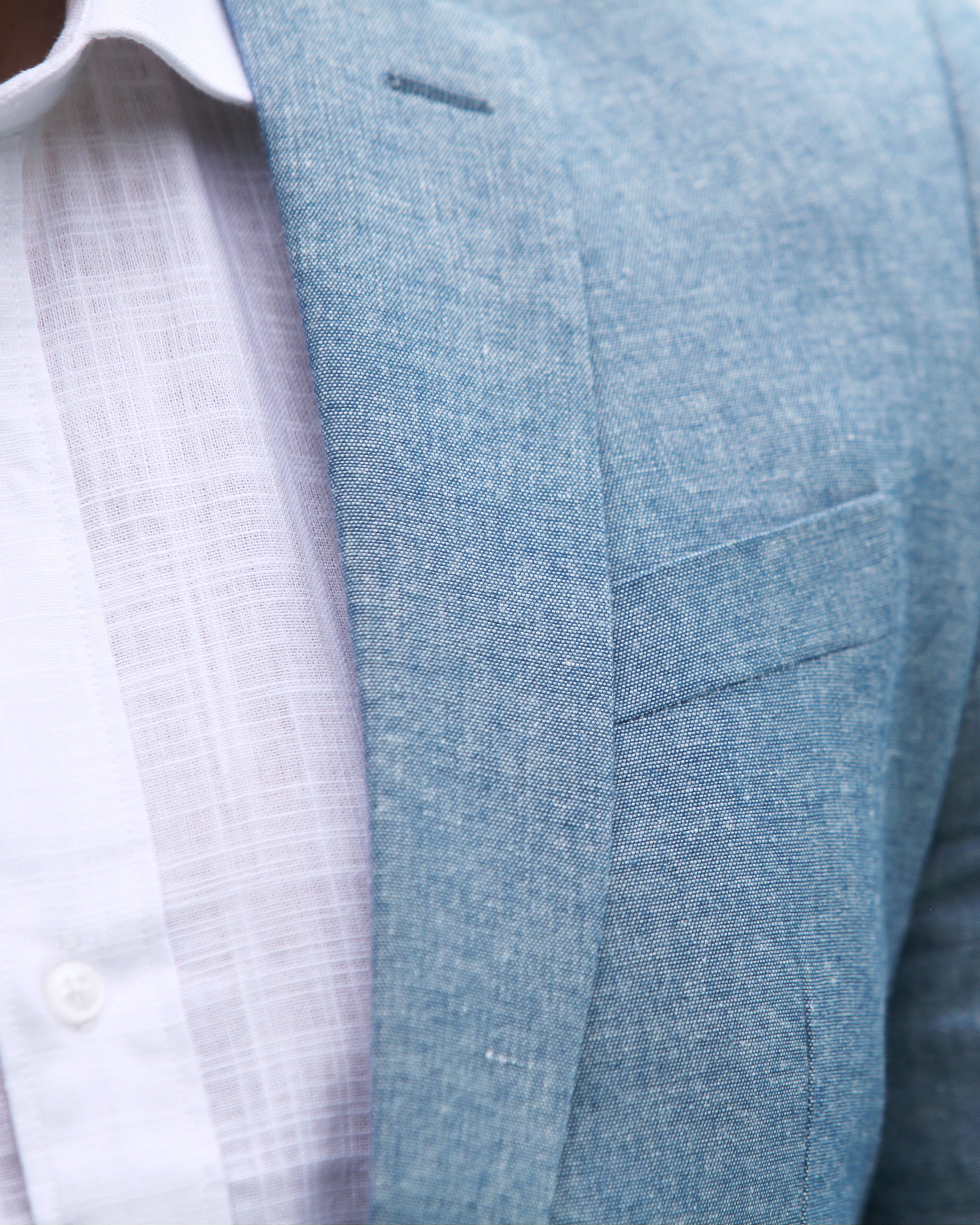 Fato Slim Fit em Linho e Algodão - Azul Claro