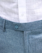 Fato Slim Fit em Linho e Algodão - Azul Claro
