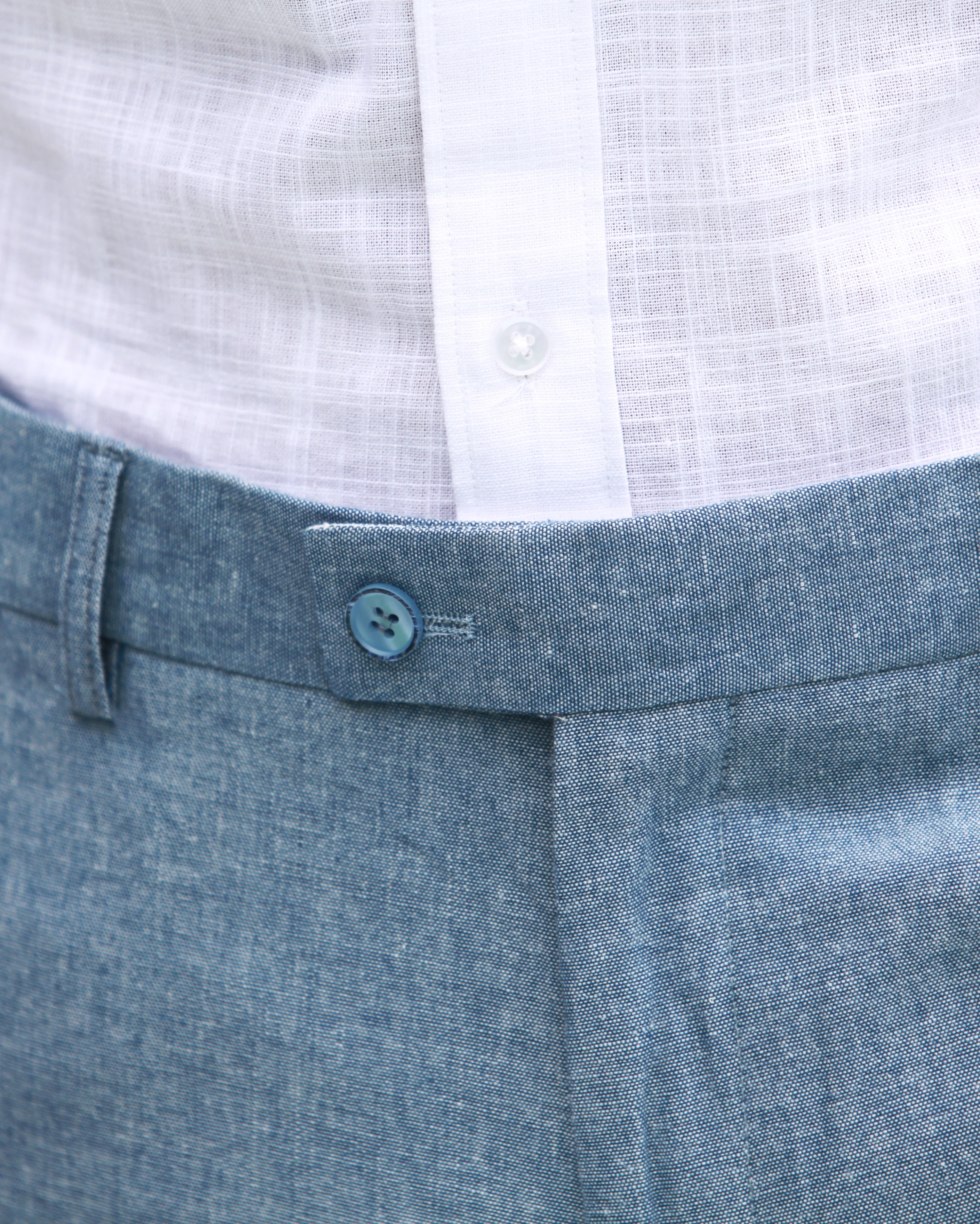 Fato Slim Fit em Linho e Algodão - Azul Claro
