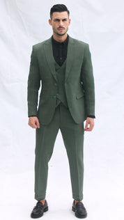 Fato Slim Fit 3 Peças - Co Verde Escuro