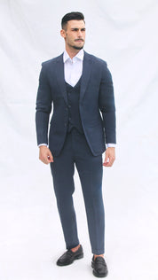Fato Slim Fit 3 Peças - Cor Azul Marinho