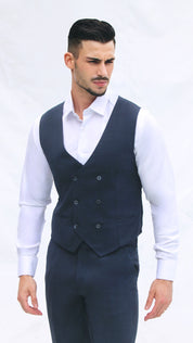 Fato Slim Fit 3 Peças - Cor Azul Marinho